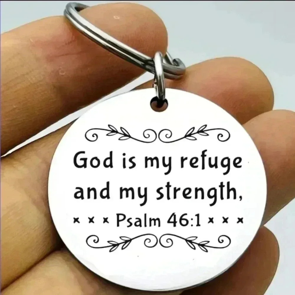 God is my refuge and strength Jesus lord bible quote Keychain